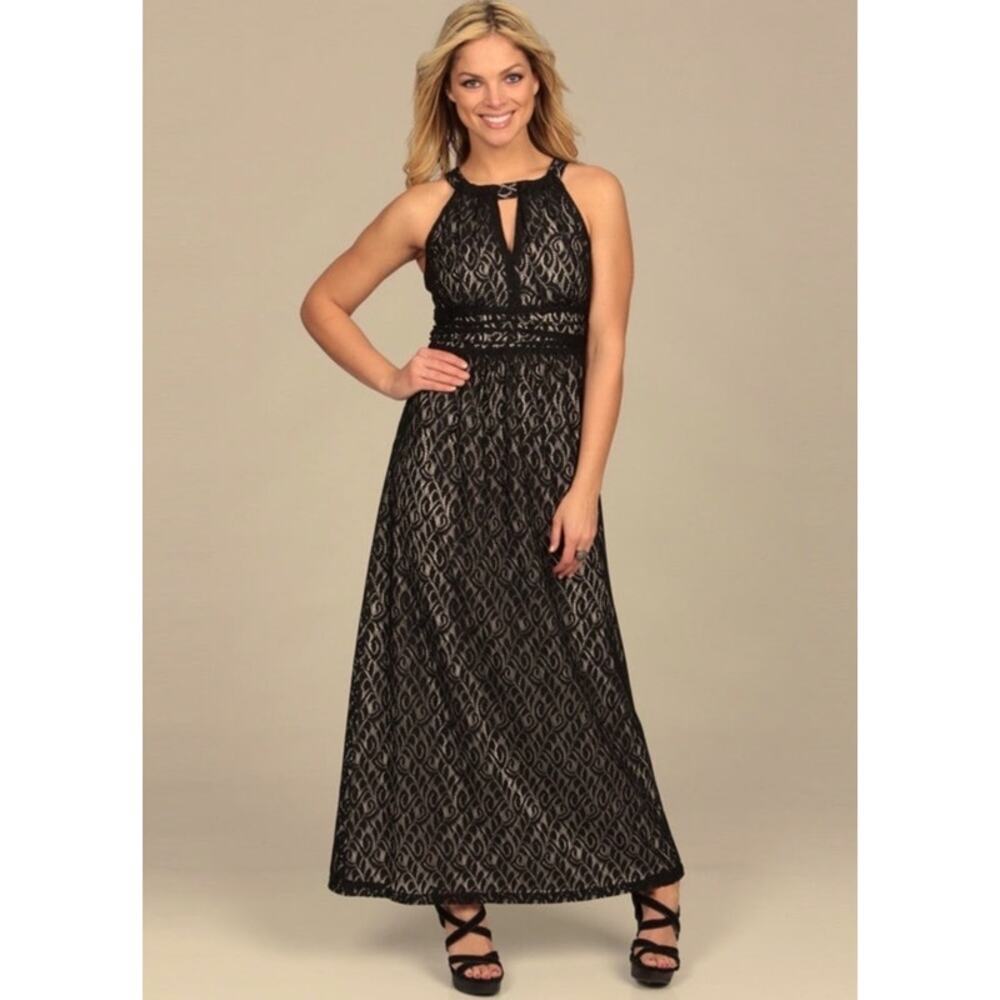 SOHO Apparel Ltd Lace Evening Dress Black Size 10